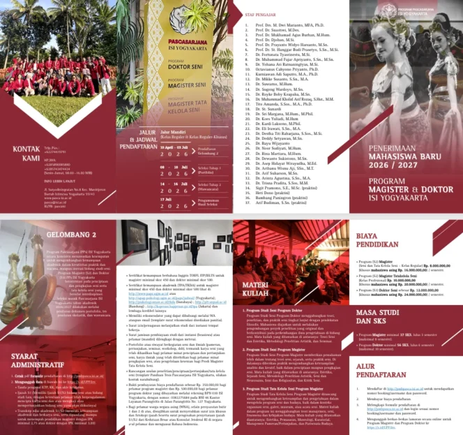 
					ISI Yogyakarta Buka Pendaftaran Pascasarjana Gelombang 2 untuk Program Magister dan Doktor Tahun Akademik 2026/2027
