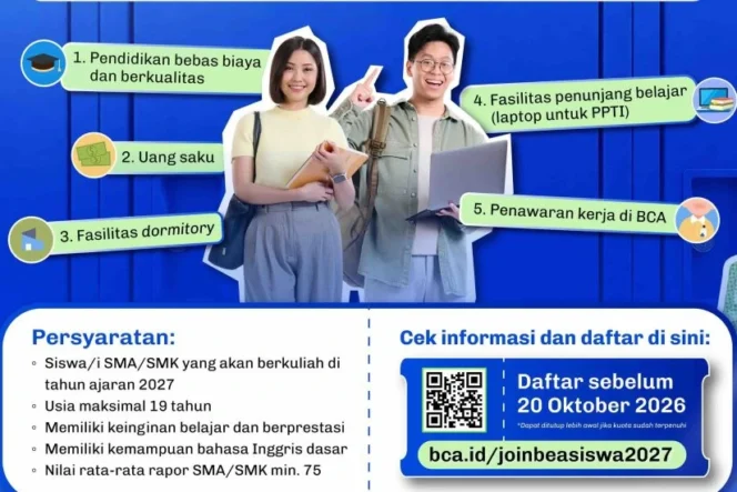 
					Peluang Karier Emas Bank Central Asia Buka Pendaftaran Beasiswa PPBP dan PPTI Tahun Ajaran 2027 Bagi Talenta Muda Indonesia