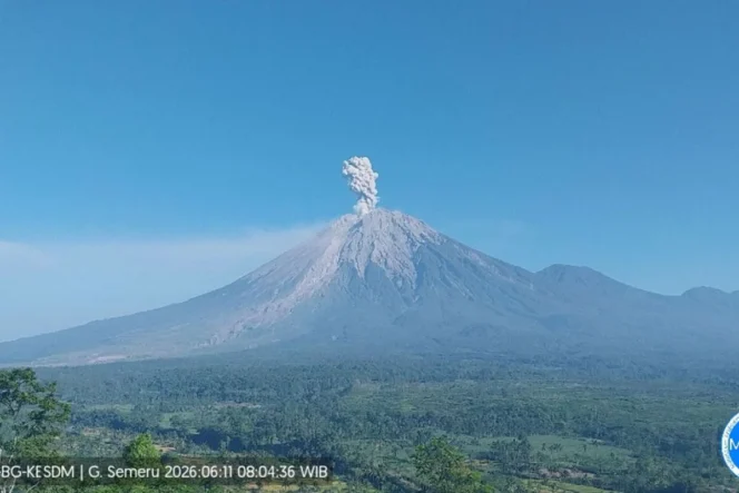
					Semeru enam kali erupsi dengan tinggi letusan hingga 1.000 meter